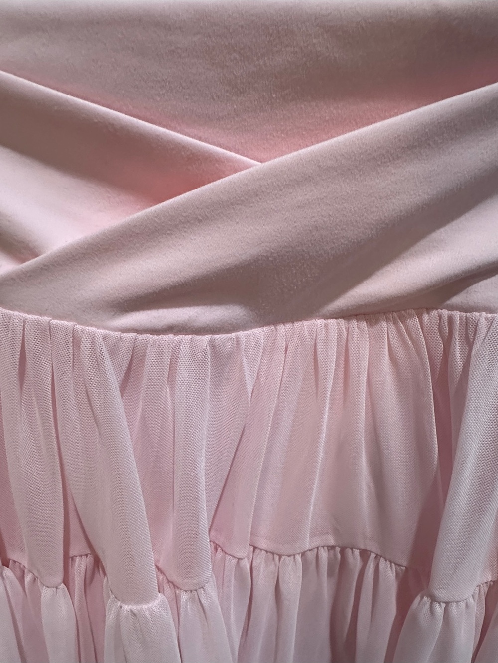 Women's Light Pink Tiered Mini Skirt with Crossover Waistband - Picture 3 of 4